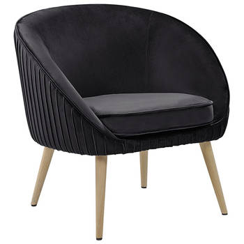 Beliani TROMSO - Fauteuil-Zwart-Fluweel