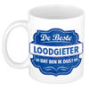 De beste loodgieter cadeau mok / beker wit met blauw embleem 300 ml - feest mokken