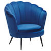 Beliani LOVIKKA - Fauteuil-Blauw-Fluweel