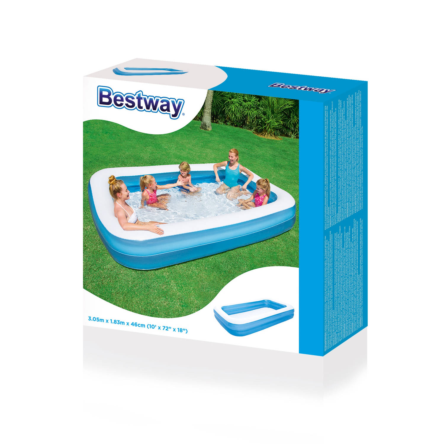 roterend Fluisteren Dwars zitten Bestway familie zwembad 54150 - opblaasbad - 305 x 183 x 46 cm - extra  brede zijwanden - 3+ | Blokker