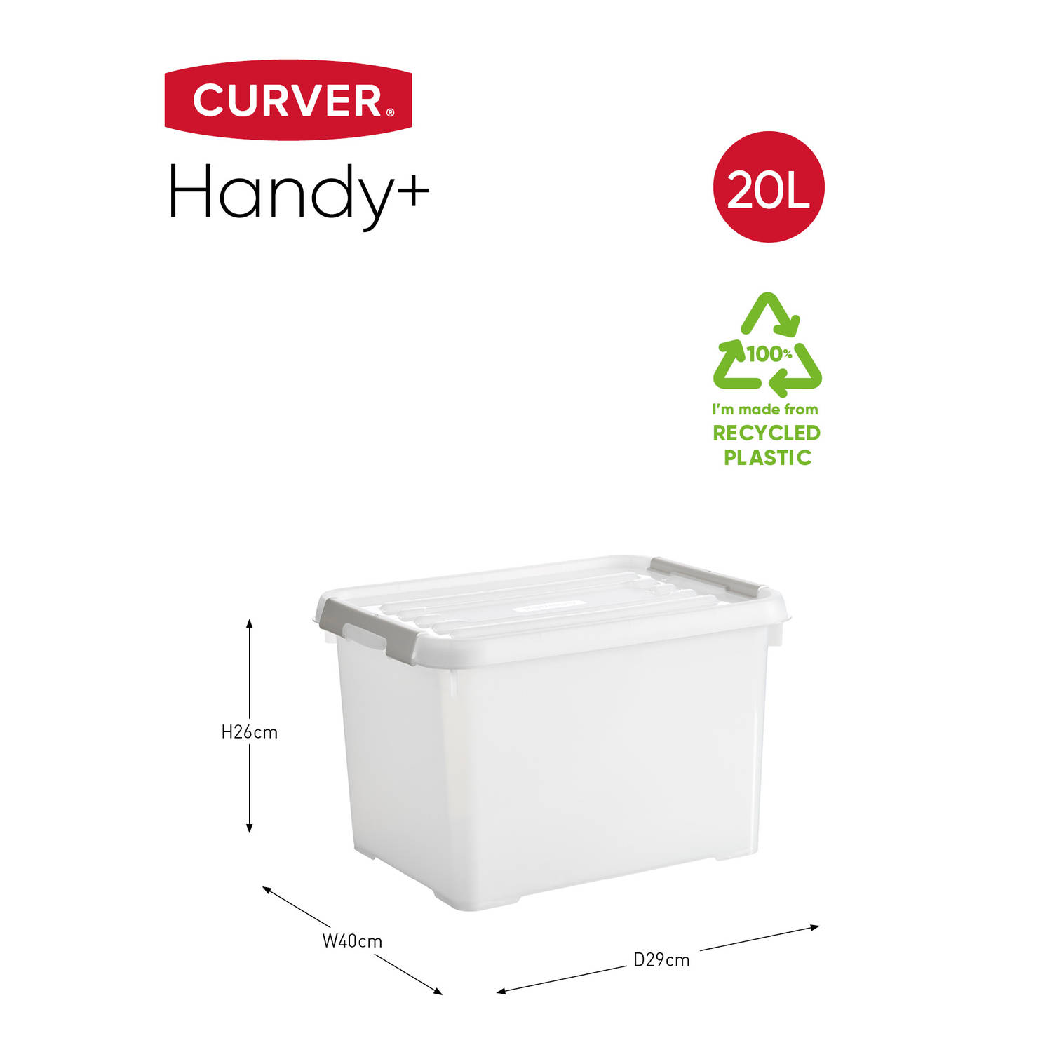 Curver Handy+ Recycled Opbergbox 20L - Milky wit | Blokker