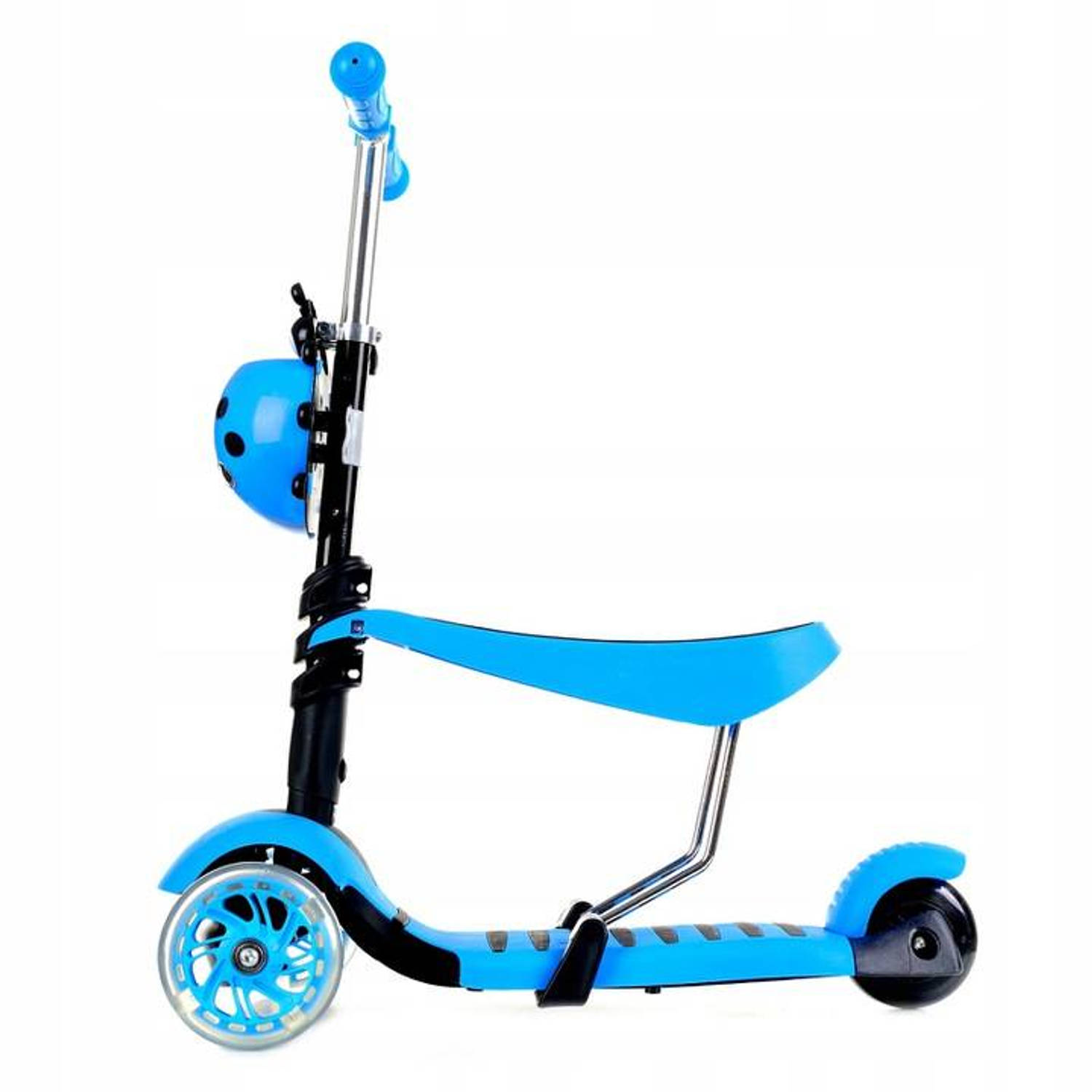 Mini Scooter Zadel Step Met 3 Wielen Driewieler LED Wielen Blauw