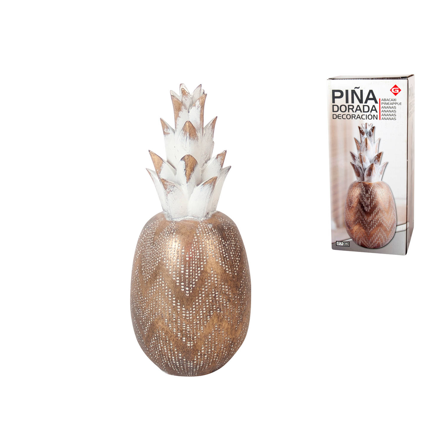 ZuidAmerika voor het geval dat domesticeren Gerimport - Gouden Ananas 27cm hoog - Beeld - Woondecoratie - Pineapple -  11x11x27cm | Blokker