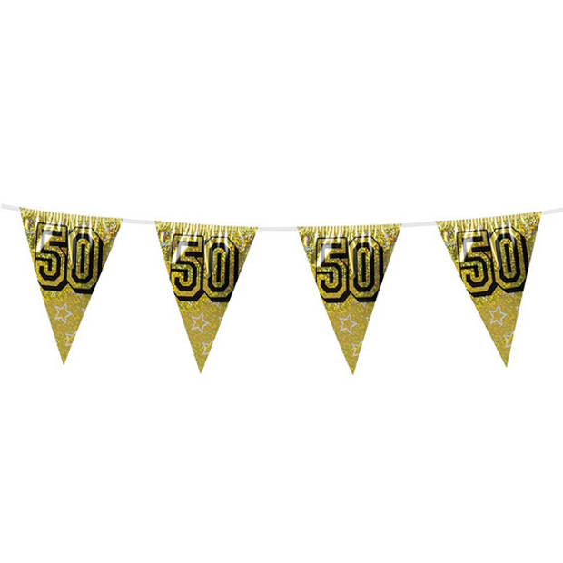 Gouden bruiloft vlaggenlijn 50 jaar 8 meter - Vlaggenlijnen