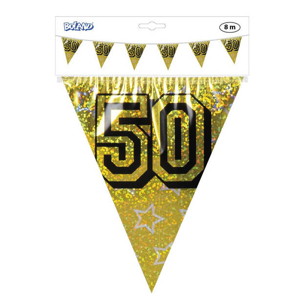 Gouden bruiloft vlaggenlijn 50 jaar 8 meter - Vlaggenlijnen