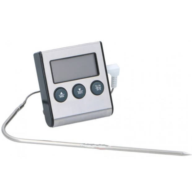 Alpina vleesthermometer digitaal en timer zilver 15 cm