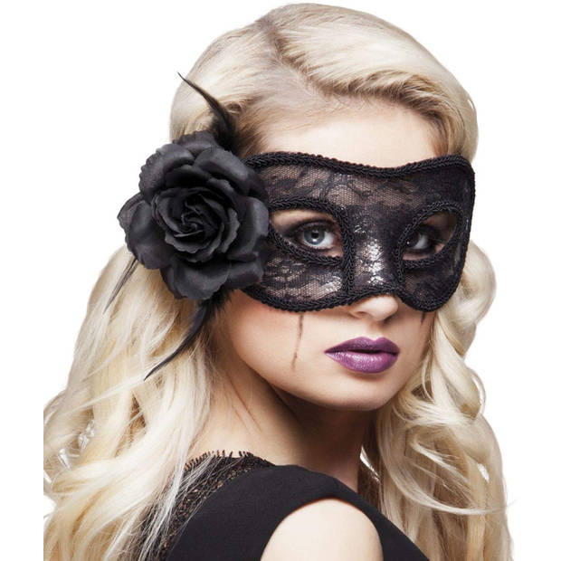 Boland oogmasker Mystique polyester zwart one size