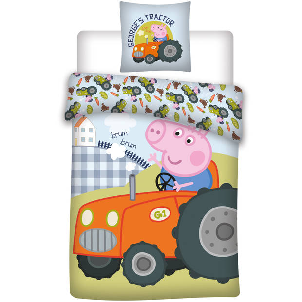 Peppa Pig Tractor - baby dekbedovertrek - 100 x 135 cm - Multi