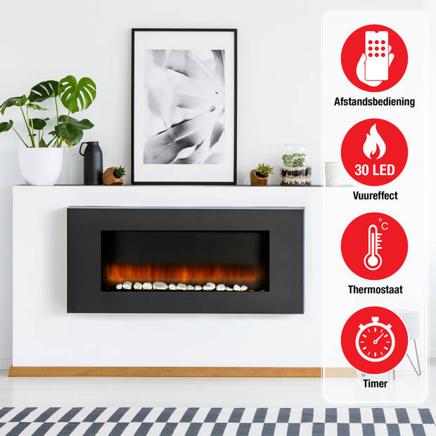 Classic Fire Sfeerhaard Elektrisch Vancouver - Electrische Haard 105,5 x 48 x 12 cm - Wandmontage