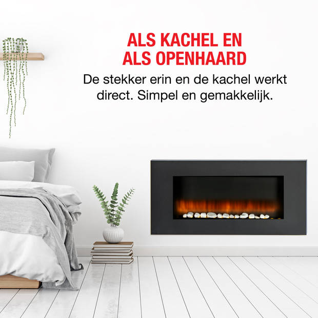 Classic Fire Sfeerhaard Elektrisch Vancouver - Electrische Haard 105,5 x 48 x 12 cm - Wandmontage