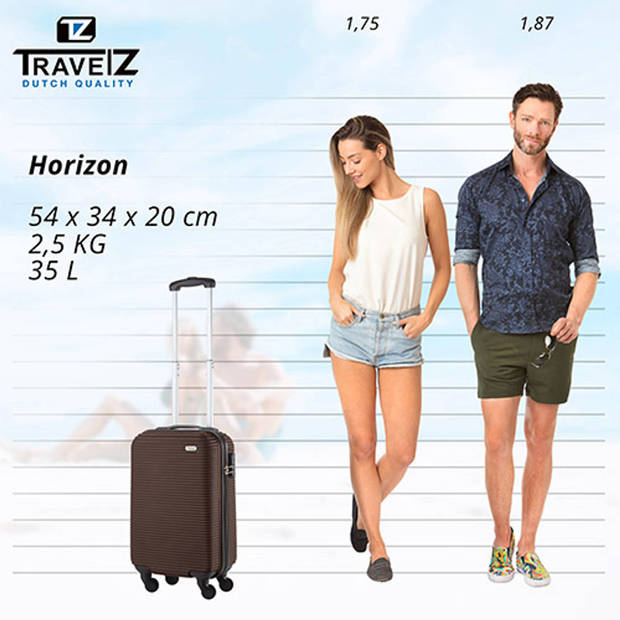 TravelZ Horizon Handbagagekoffer - 54cm Handbagage met cijferslot - Bruin