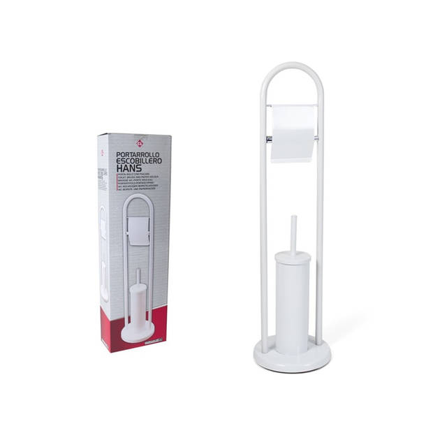 Gerimport - Toiletrolhouder en Toiletborstel met Houder 2-in-1 set – Model Hans - Vrijstaand met boog – 80x22x22cm