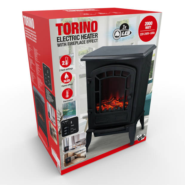 Classic Fire Sfeerhaard Torino - LED - Realistisch Vuureffect - 2000 Watt