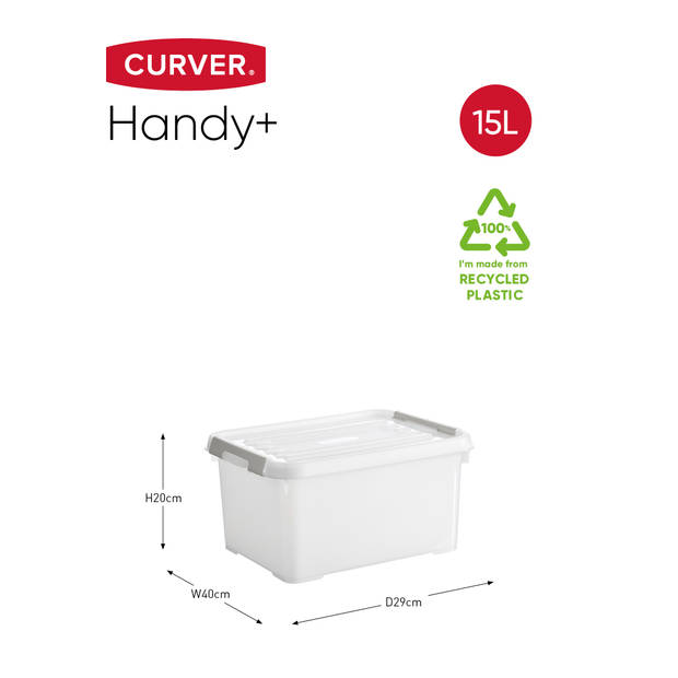 Curver Handy+ Recycled Opbergbox - 15L - Milky wit