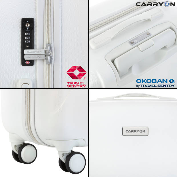 CarryOn Skyhopper Grote Reiskoffer 78cm TSA-slot - Koffer 85 Ltr met OKOBAN Wit