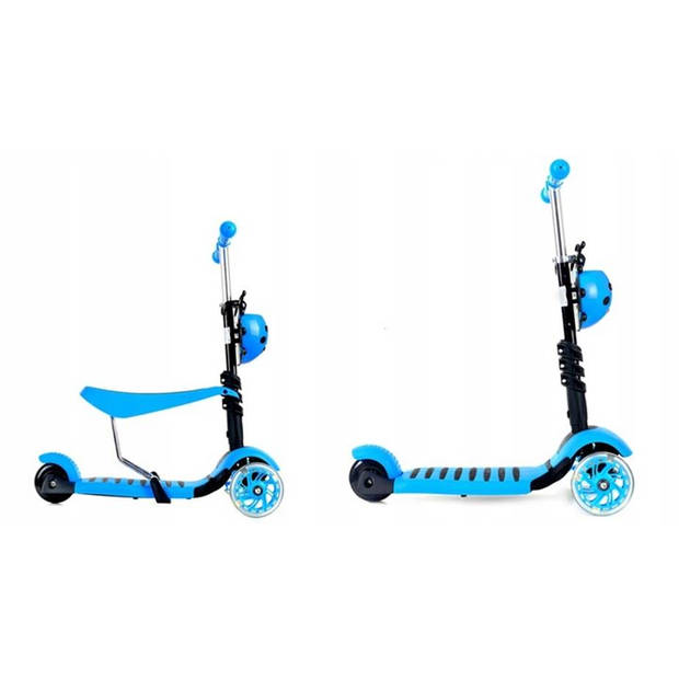 Mini Scooter - Zadel Step Met 3 Wielen - Driewieler - LED Wielen - Blauw
