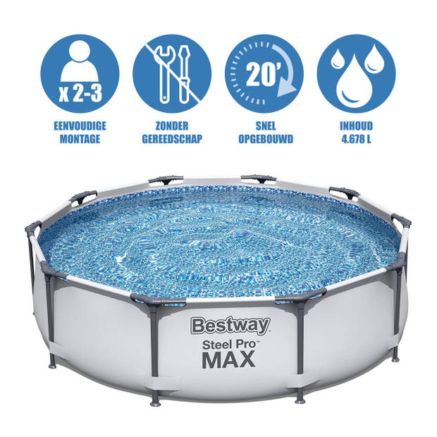Bestway zwembad Steel Pro MAX 56406 - 305 x 76 cm - FrameLink systeem - eenvoudig op te zetten