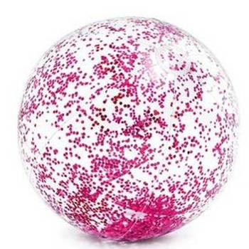 Intex opblaasbare roze glitter strandbal 71 cm speelgoed - Strandballen