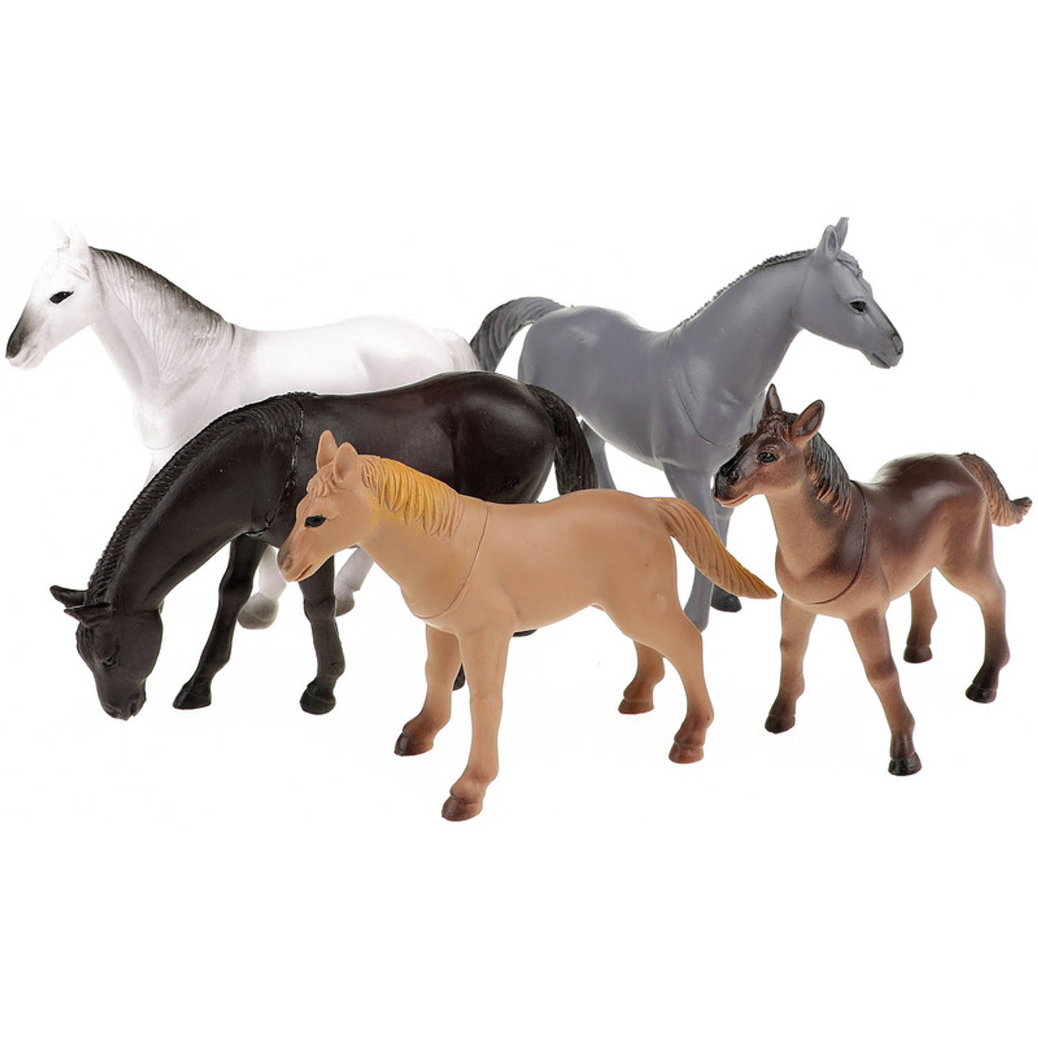 regenval schoner Initiatief 5x Plastic speelgoed paarden figuren 14 cm - Speelfigurenset | Blokker