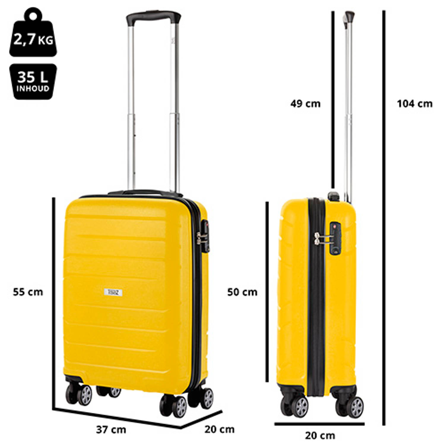 Chromatisch Worden Uitdrukkelijk TravelZ Big Bars Handbagagekoffer 55cm Handbagage TSA Geel | Blokker