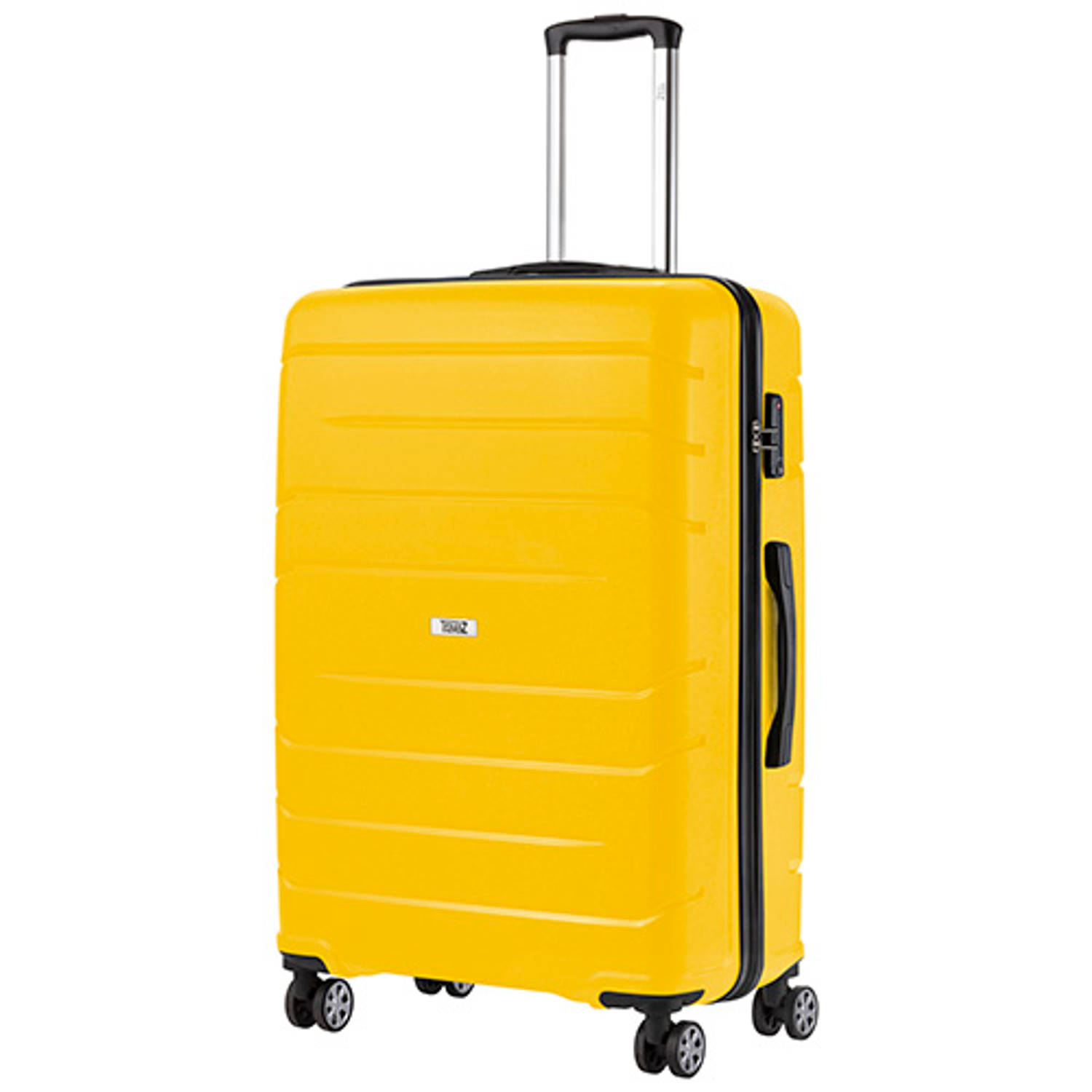 TravelZ Big Bars Reiskoffer 78 cm met dubbele wielen - Trolley koffer met TSA-slot - Geel