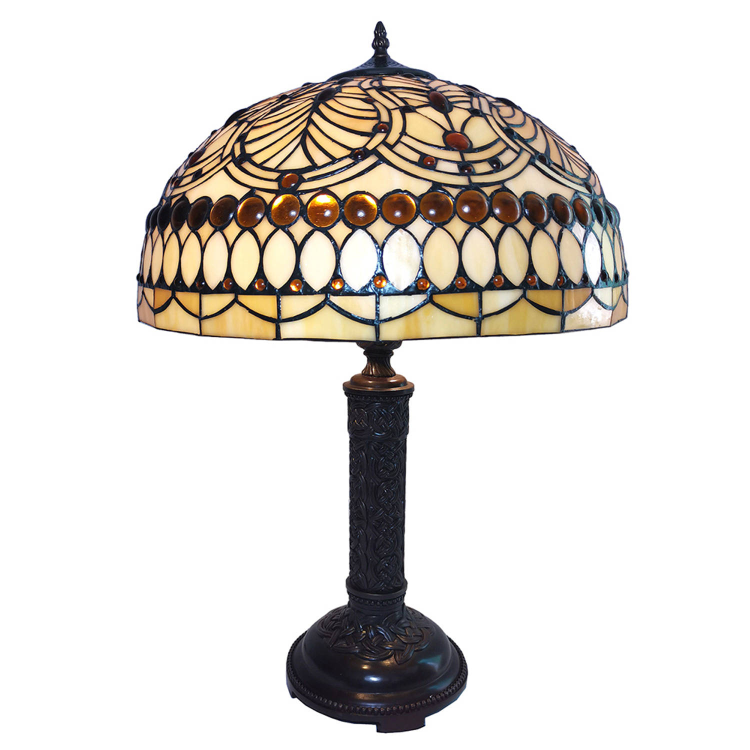 Clayre & Eef Cremekleurige Tafellamp Tiffany Ø 46*62 cm E27/max 2*60W 5LL-6068
