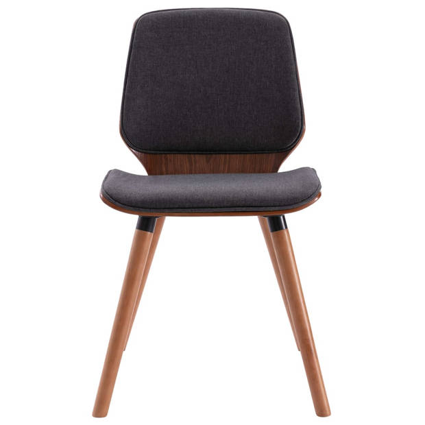 The Living Store Eetkamerstoelen - Set van 6 - Grijs - Stoffen bekleding - Houten frame - Ergonomisch design