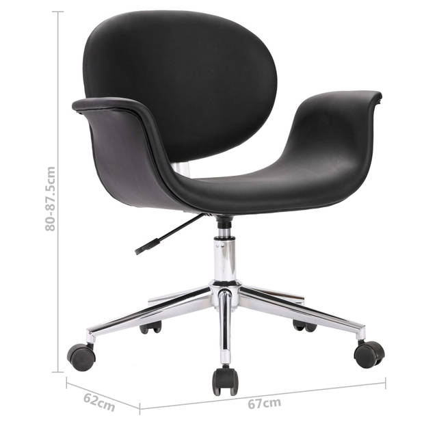 The Living Store Draaibare Eetkamerstoelen - Set van 2 - Zwart - 67x62x80-87.5 cm