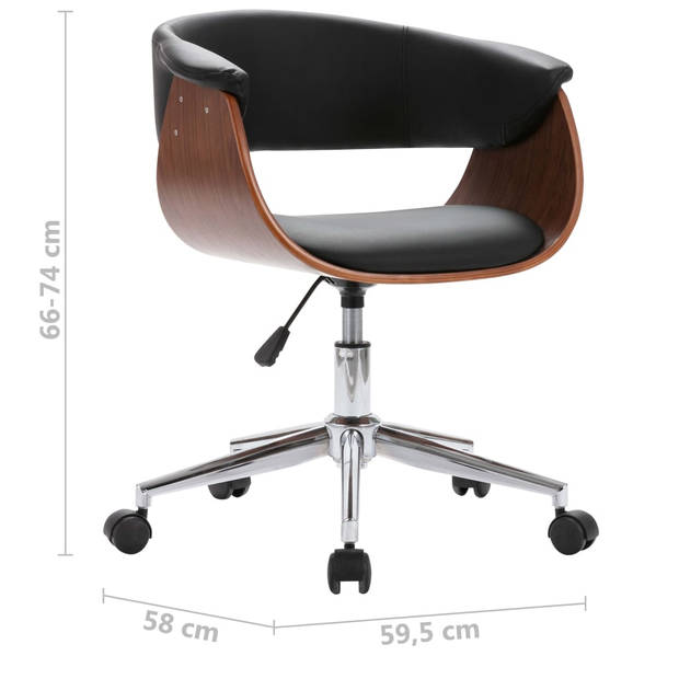 The Living Store Draaibare Eetkamerstoelen - Set van 2 - Zwart - 59.5 x 58 x (66 - 74) cm - Kunstleer