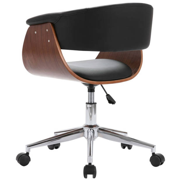 The Living Store Draaibare Eetkamerstoelen - Set van 2 - Zwart - 59.5 x 58 x (66 - 74) cm - Kunstleer