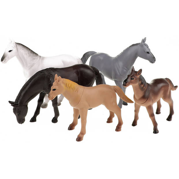 5x Plastic speelgoed paarden figuren 14 cm - Speelfigurenset