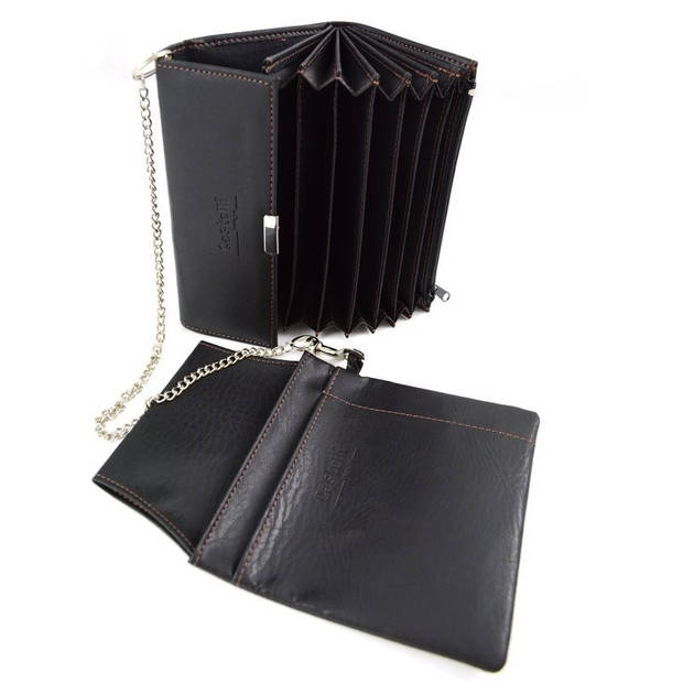 Horeca portemonnees zwart met holster en ketting18 x 10 cm - Portemonnee