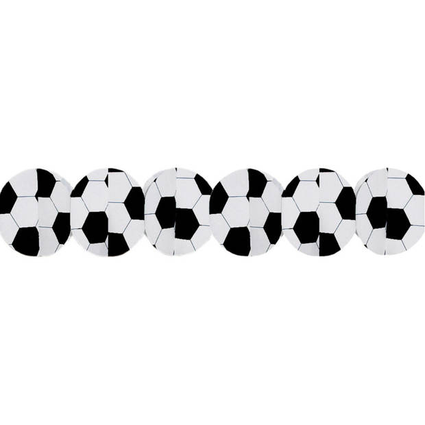 Fest Dekor voetbal slinger - 2x - zwart/wit - papier - 3 meter - Feestslingers
