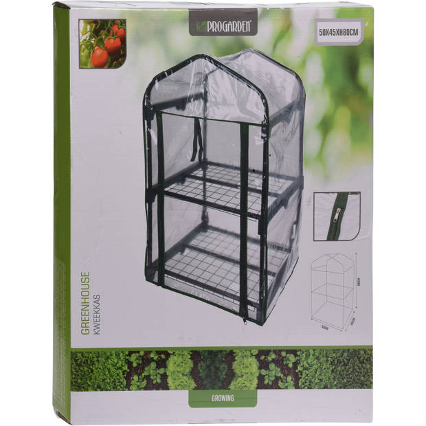 Pro Garden Broeikas / kweekkas - met doorzichtige hoes en frame - 50 x 45 x 80 cm - kweekkassen