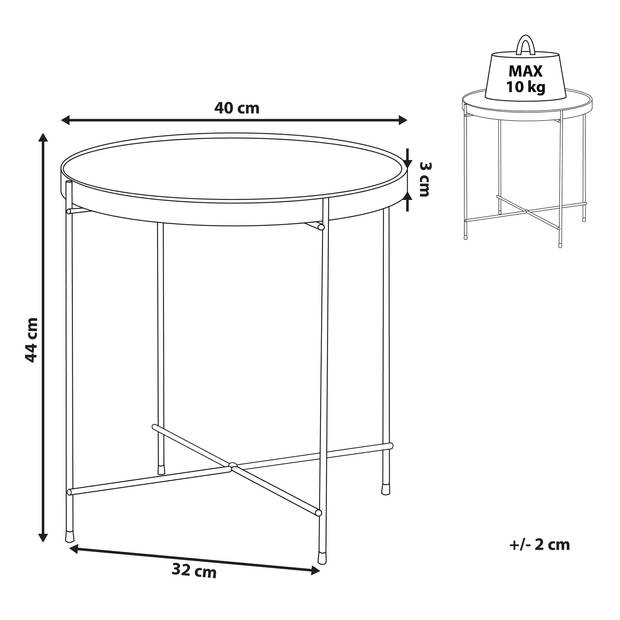 Beliani LUCEA - Bijzettafel-Zwart-IJzer, Veiligheidsglas