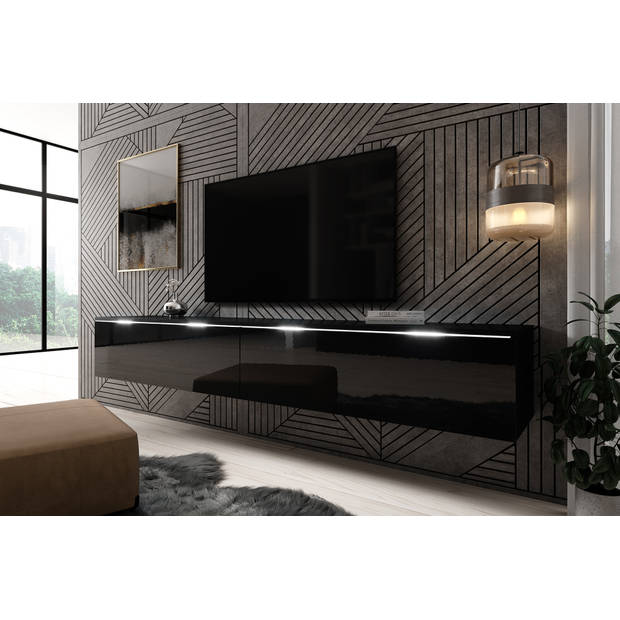 Meubella TV-Meubel Dixon - Zwart - 180 cm