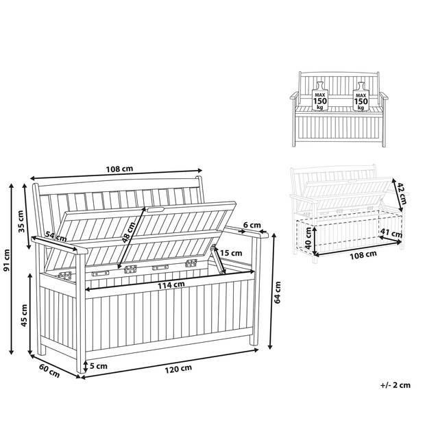 Beliani SOVANA - Tuinbank-Lichte houtkleur-Acaciahout