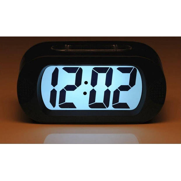 JAP AP17 digitale wekker - Stevige alarmklok - Met snooze en verlichtingsfunctie - Beschermhoes van rubber - Zwart