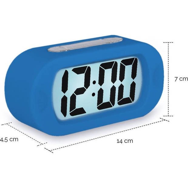 JAP AP17 digitale wekker - Stevige alarmklok - Met snooze en verlichtingsfunctie - Beschermhoes van rubber - Blauw