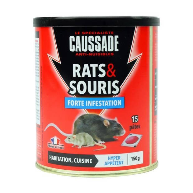 CAUSSADE Doos 15 pasta aas klaar voor gebruik - voor ratten en muizen - 150 g