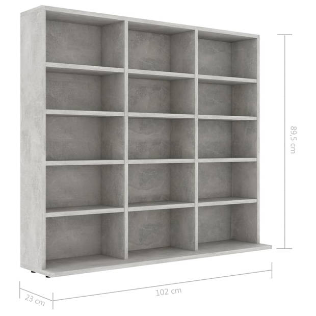 vidaXL Cd-kast 102x23x89,5 cm bewerkt hout betongrijs