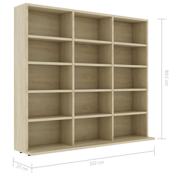 vidaXL Cd-kast 102x23x89,5 cm bewerkt hout sonoma eikenkleurig