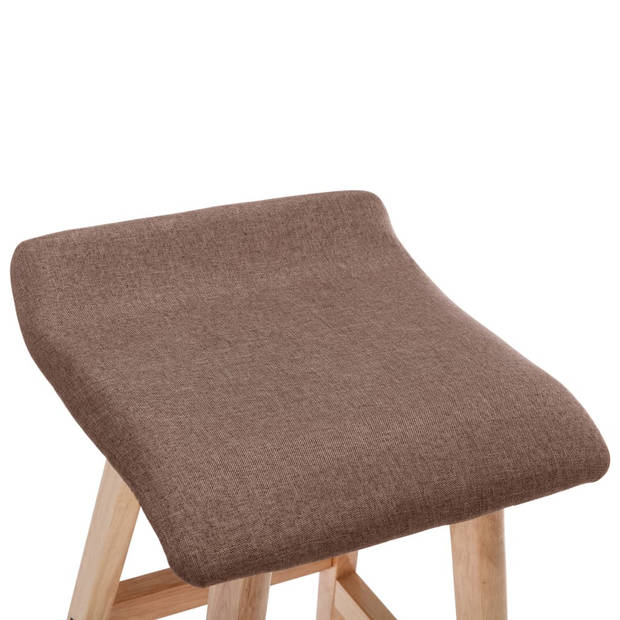 The Living Store Barstoel - taupe en lichtbruin - stof en beukenhout - 41x42x79 cm - comfortabel en modern