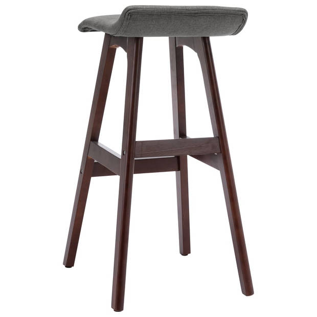 The Living Store Barstoelen - Donkergrijs en donkerbruin - 41 x 42 x 79 cm - Stoffen bekleding - Beukenhout