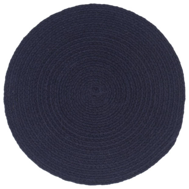 The Living Store Tafelplacemats - 100% Katoen - 38 cm - Marineblauw