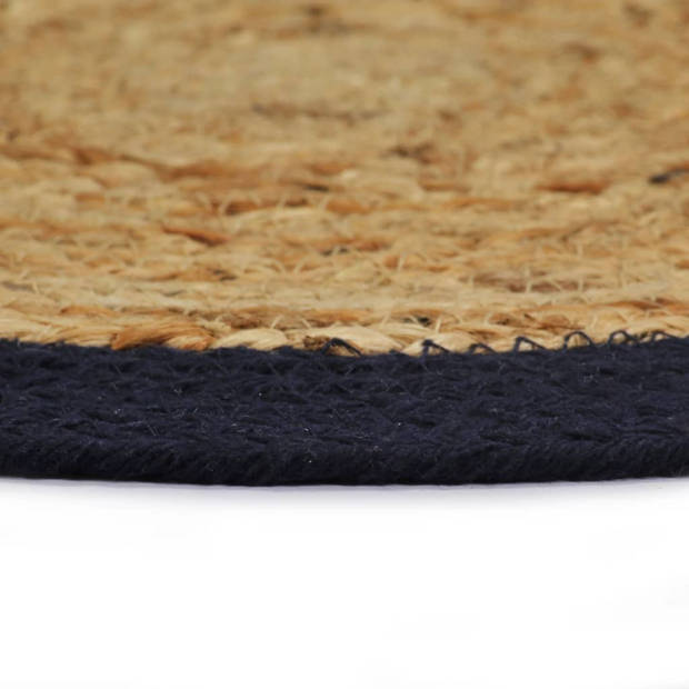 The Living Store Placemats - Handgemaakte Jute en Katoenen Tafelplacemats - 38 cm Diameter - Naturel en Marineblauw