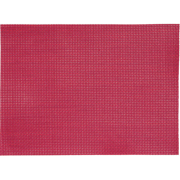 6x stuk Placemats rood gevlochten/geweven print 45 x 30 cm - Placemats