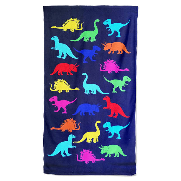 Badlaken dinosaurus print Dino voor kinderen blauw 70 x 140 cm - Strandlakens