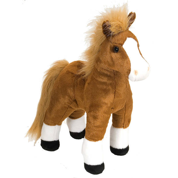 Wild Republic knuffel paard junior 30 cm pluche bruin/wit