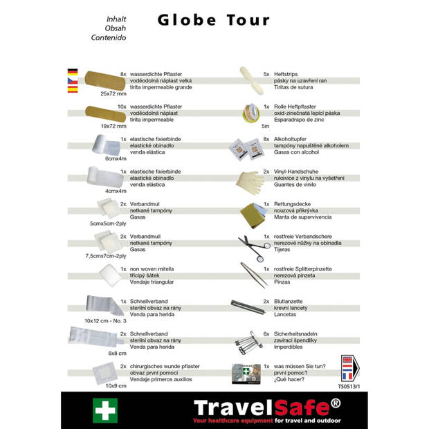 Travelsafe 57-delige EHBO-set Globe Tour rood